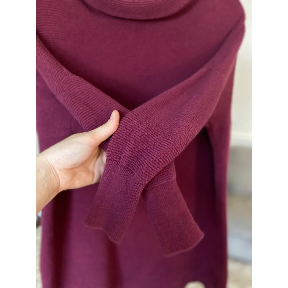 Free People Oversized Sweater Dress Ribbed Knit Cowl Neck Parisian Quiet Luxury